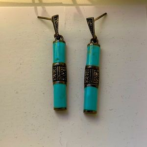 Turquoise and silver vintage drop earrings